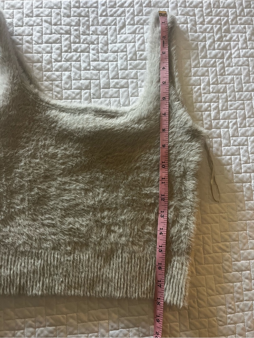 Good American Fuzzy Knit Tank Top in Light Grayish Beige - Picture 7 of 7